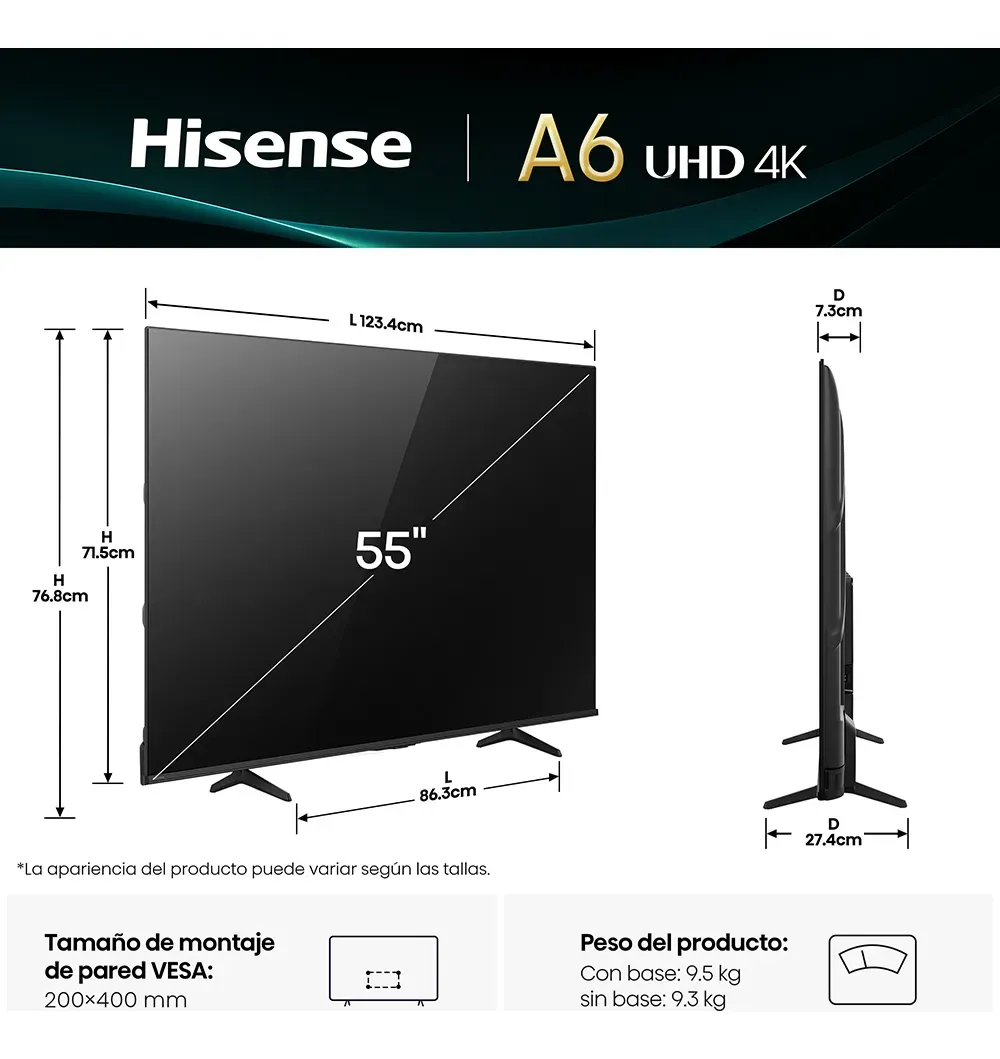 Televisor Hisense 55 Pulgadas Uhd 4K Smart A5nv img #4