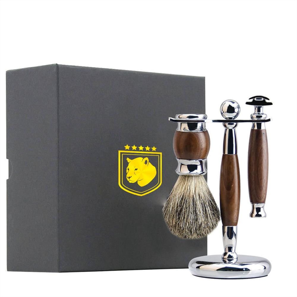 Set Para Afeitado De Lujo Black Leopard Madera img #1
