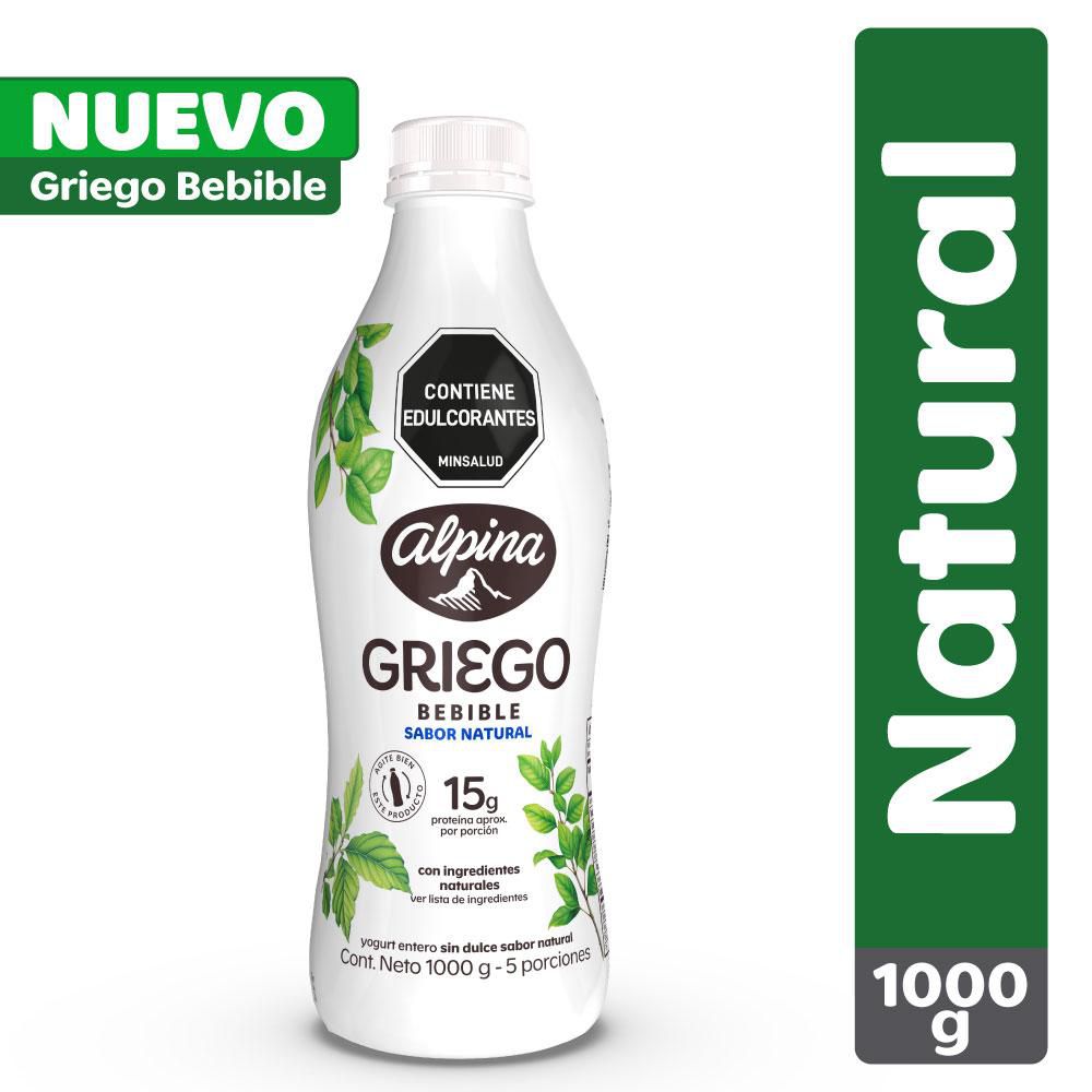 Yogurt griego ALPINA bebible sin dulce natural botella (980  ml) img #1