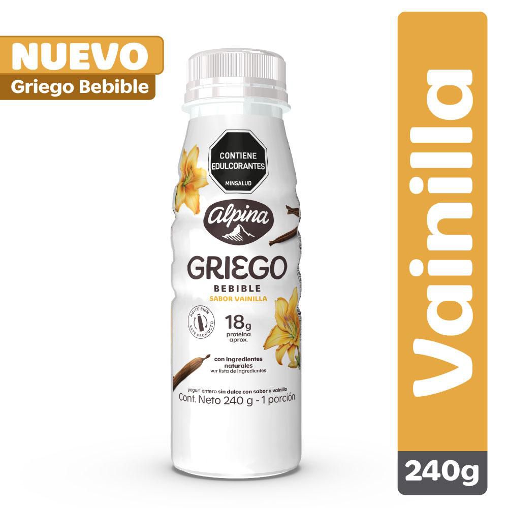 Yogurt griego ALPINA bebible sin dulce vainilla botella (235  ml) img #1