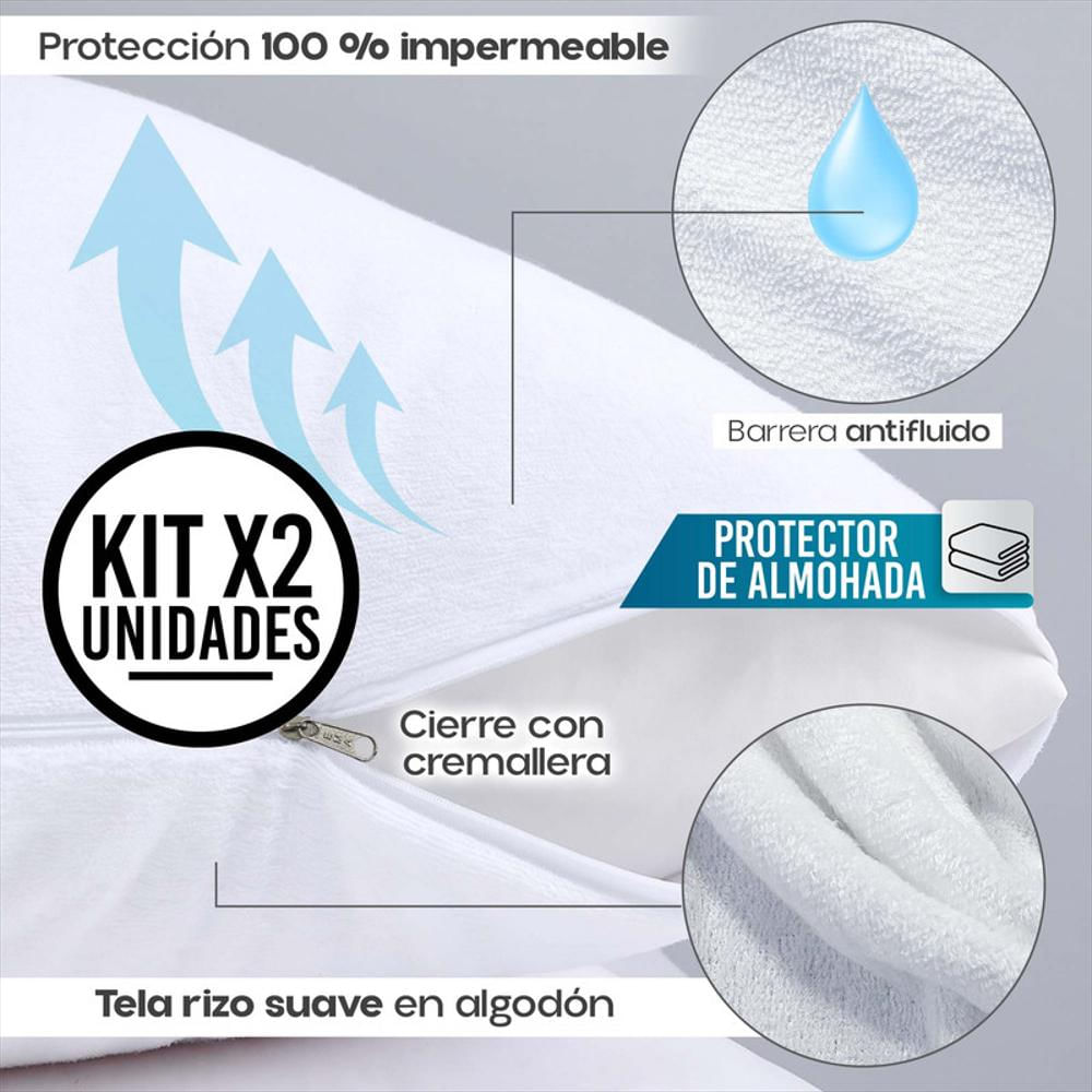 Set X2 Protector De Almohada Impermeable 70X50 Algodón Suave img #2