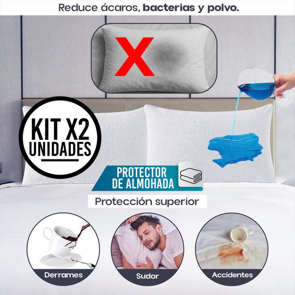Set X2 Protector De Almohada Impermeable 70X50 Algodón Suave img #3