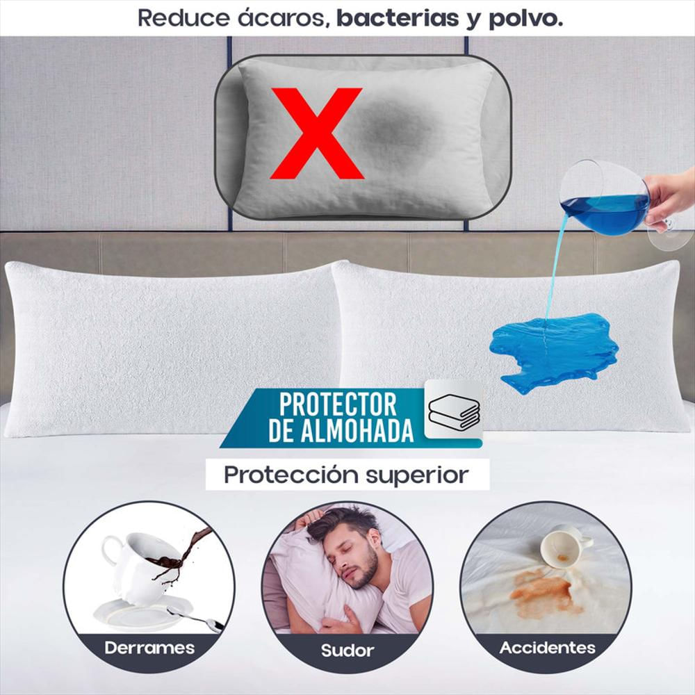 Set X2 Protector De Almohada Impermeable 90X50 Algodón Suave img #3