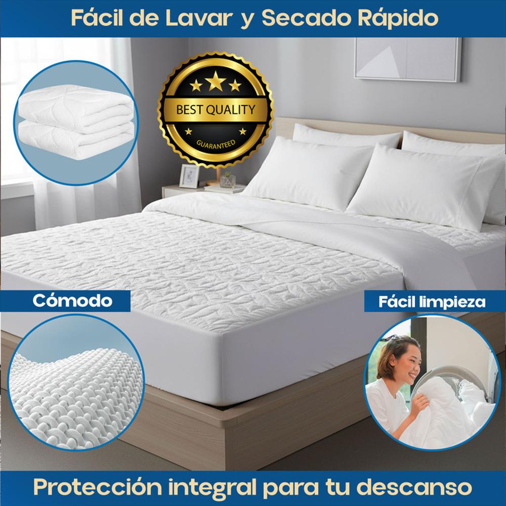 Protector Colchón King Antifluido Microfibra Con Banda Elást img #4