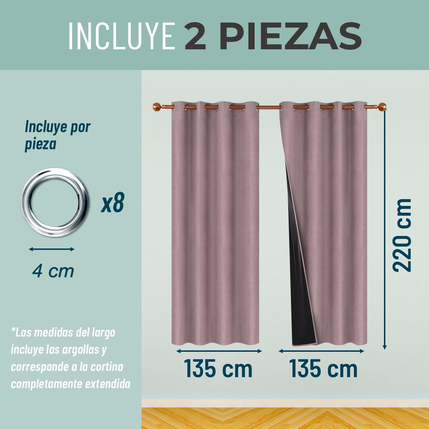 Cortina Blackout 100% 135x220cm Tipo Gamuza Casatua Set De 2 img #3