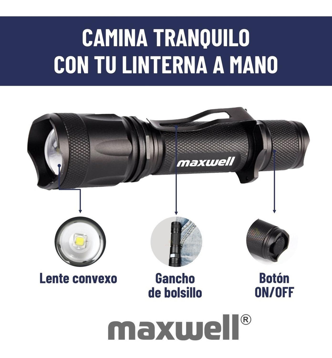 Linterna Led Tactica Maxwell Recargable Usb Impermeable img #2