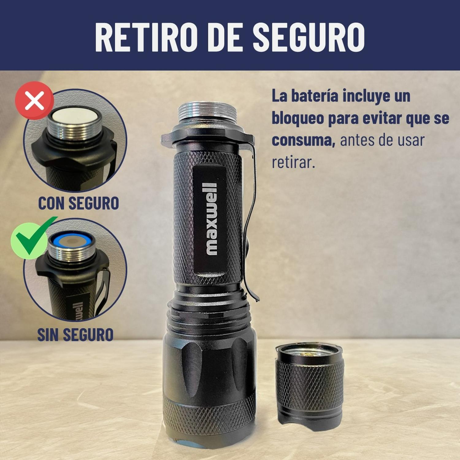 Linterna Led Tactica Maxwell Recargable Usb Impermeable img #4
