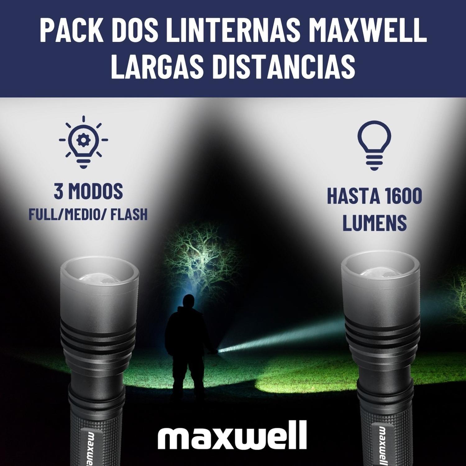 Linterna Led Tactica Set De 2 Maxwell Bateria Impermeable img #2