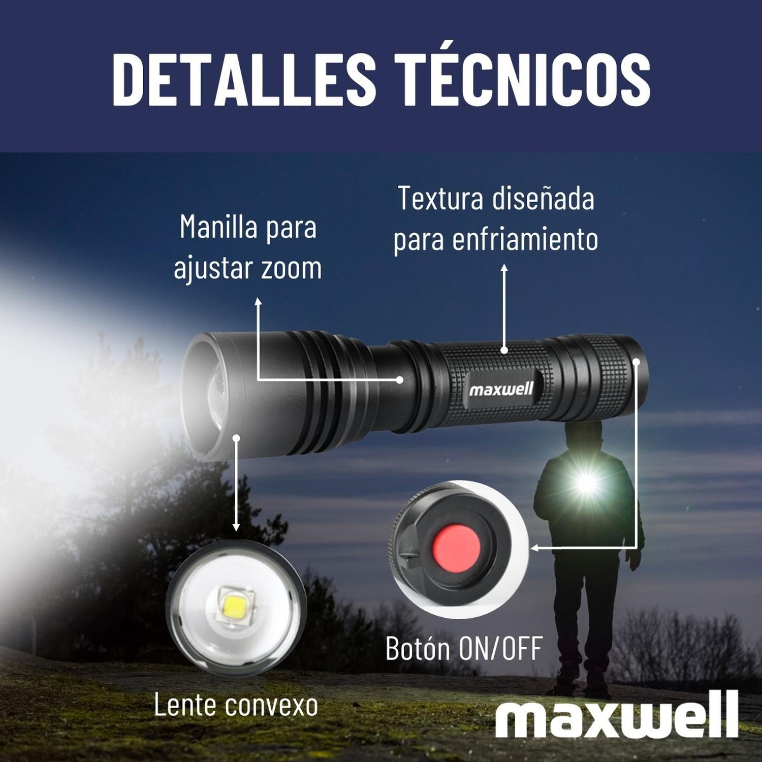 Linterna Led Tactica Set De 2 Maxwell Bateria Impermeable img #3