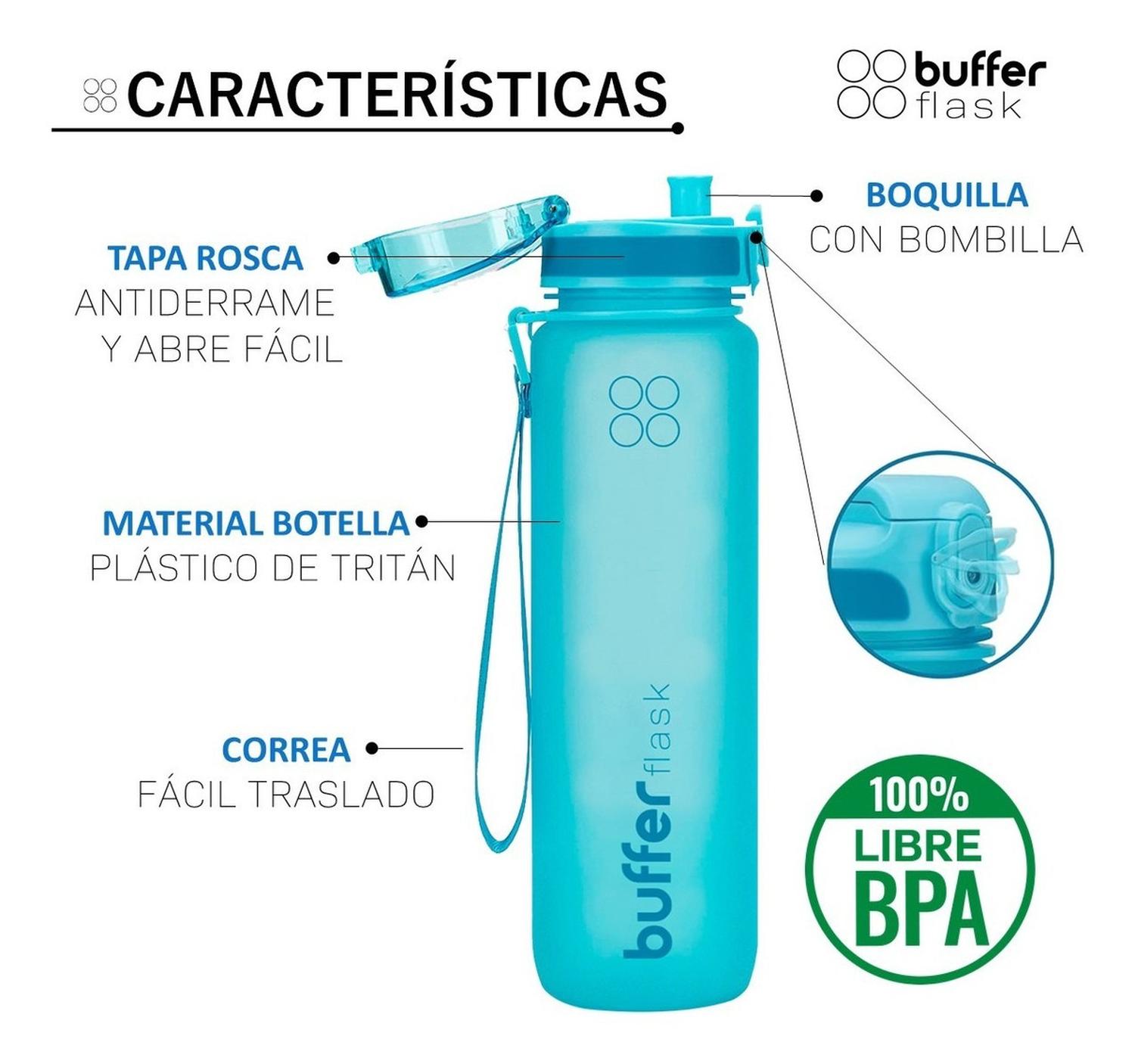 Botella Agua 1l Botilito Buffer Deporte Ciclismo Gimnasio img #3