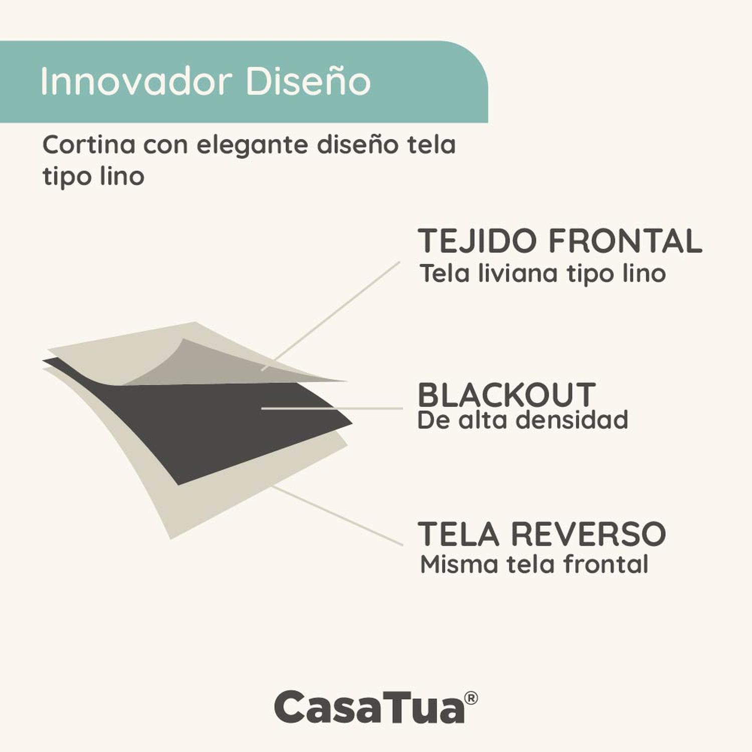 Cortina 100% Blackout Casatua 2 Paños Tipo Lino 107x160cm img #3