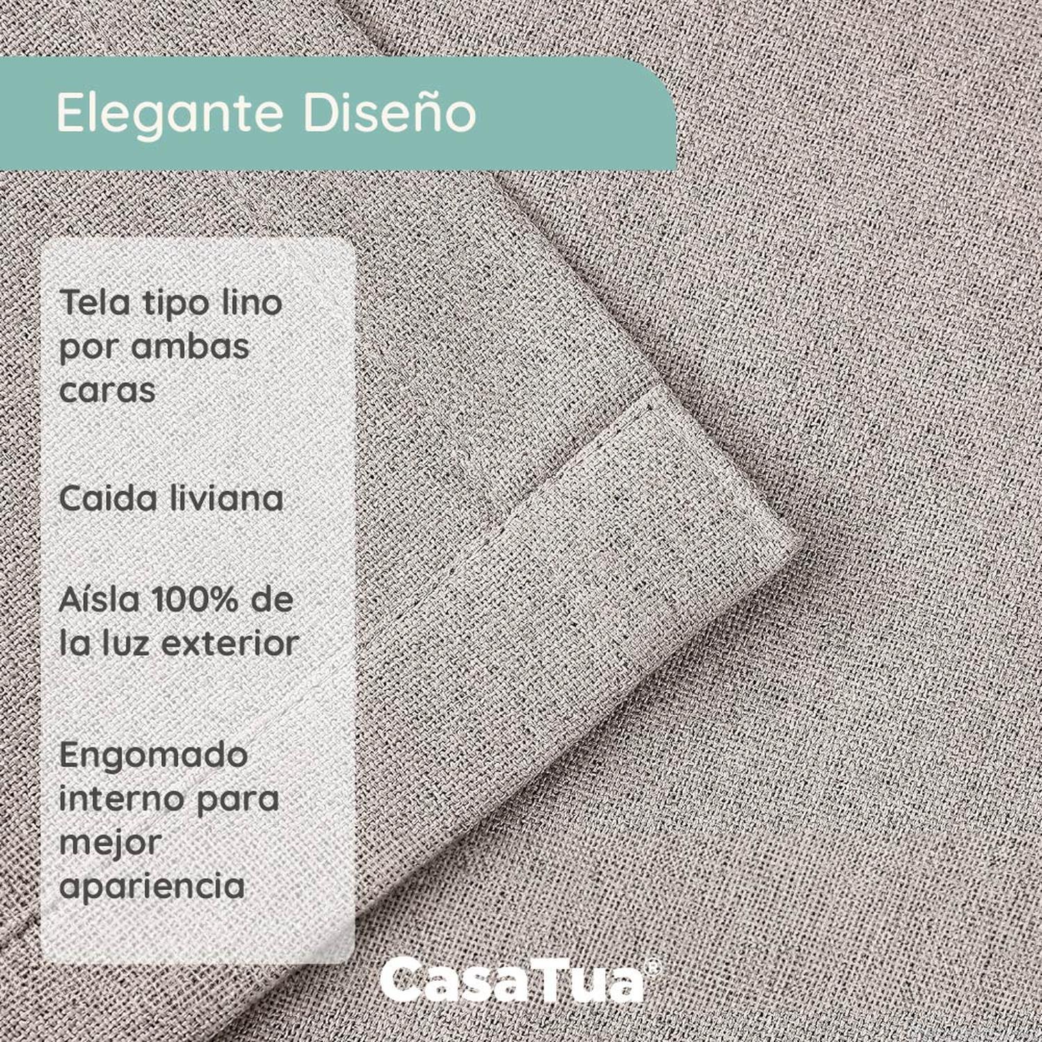 Cortina 100% Blackout Casatua 2 Paños Tipo Lino 107x160cm img #7