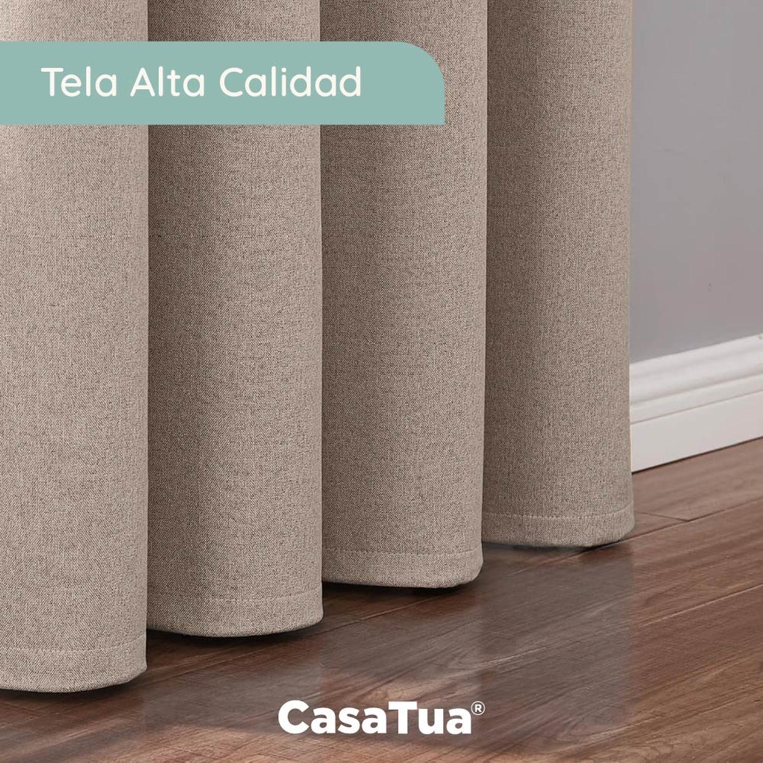 Cortina 100% Blackout Casatua 2 Paños Tipo Lino 107x160cm img #5