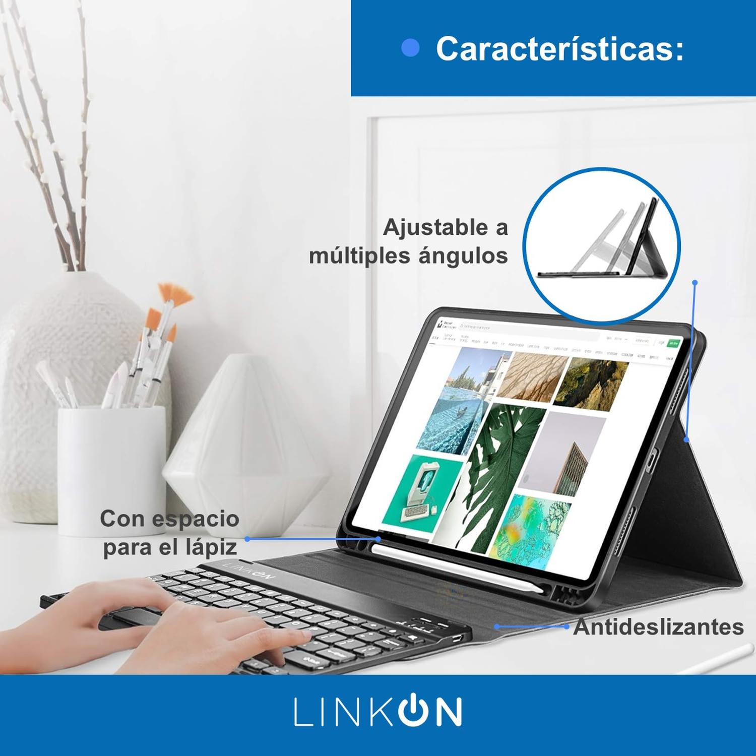 Funda Forro Ipad Smart Case Con Teclado Para Bluetooh Linkon img #3