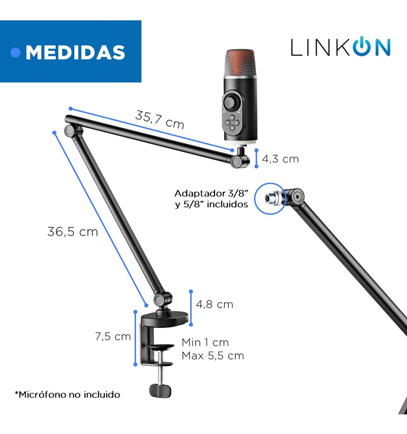 Soporte Microfono Condensador Universal Linkon Ajustable img #6
