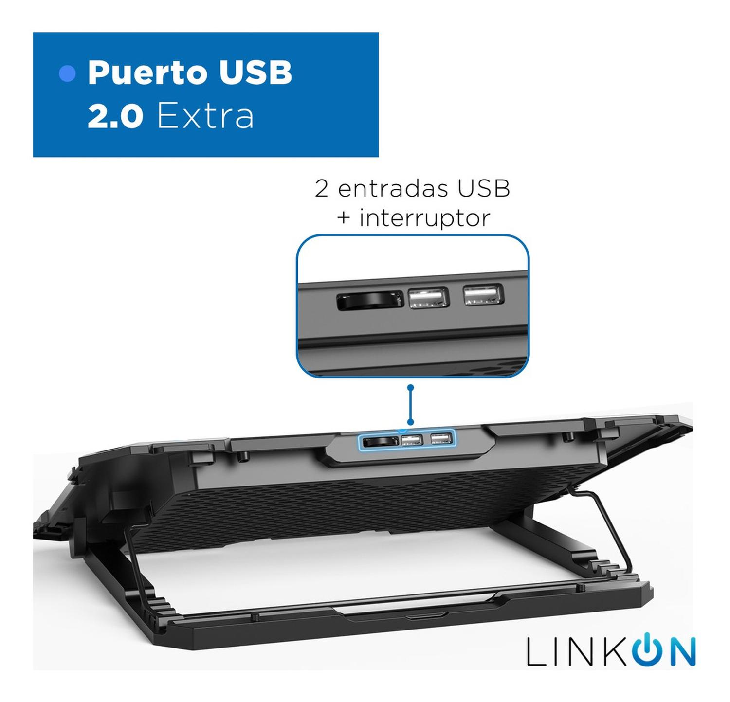 Base Refrigerante Soporte Portatil 5 Ventiladores Lcd 2 Usb img #4