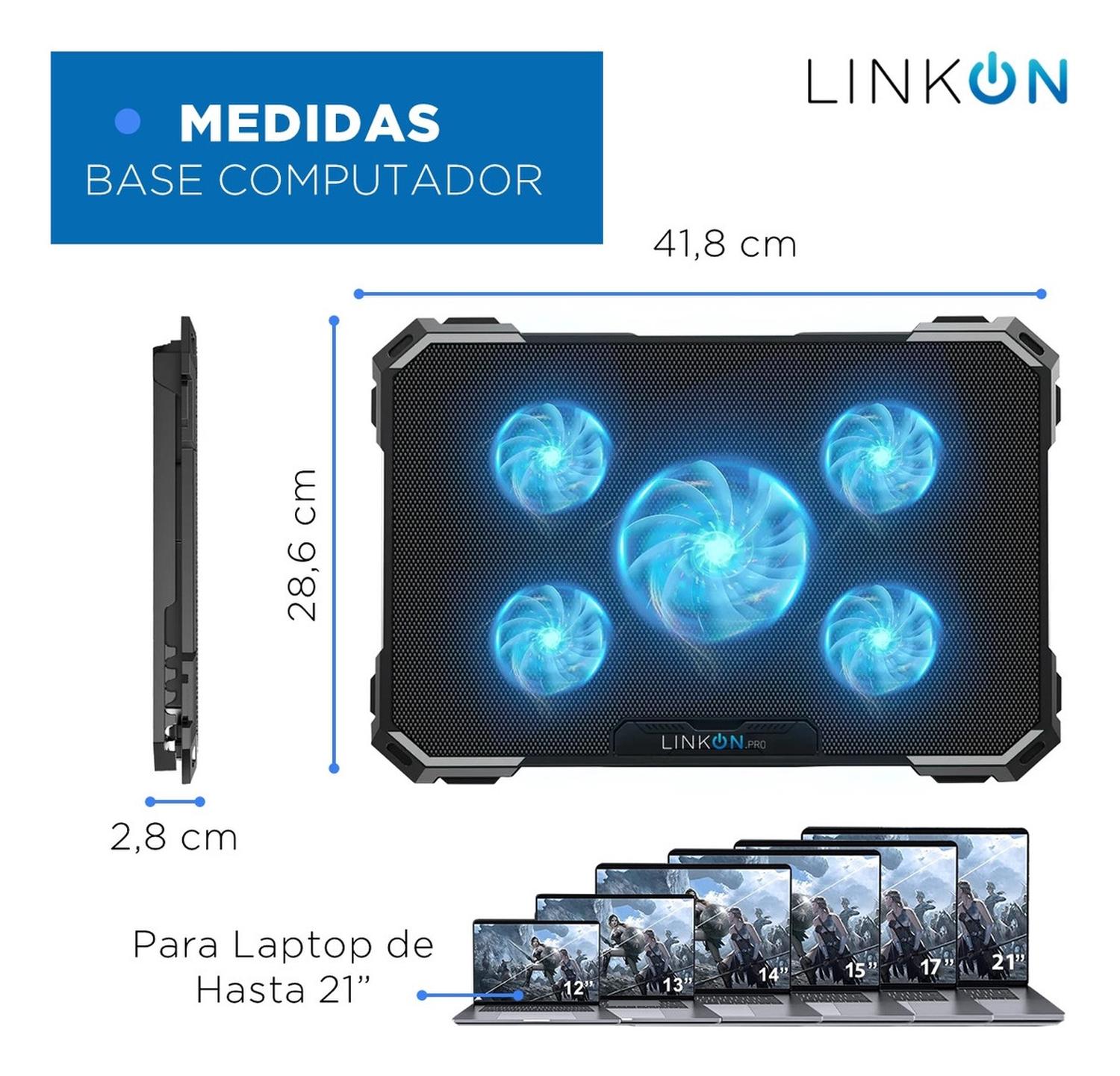 Base Refrigerante Soporte Portatil 5 Ventiladores Lcd 2 Usb img #8