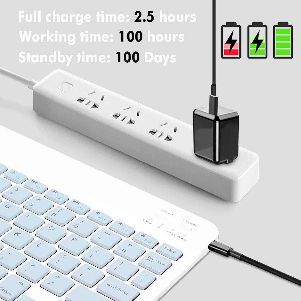 Teclado Bluetooth Recargable Mouse Keyboard Color Pastel Kit (Rosa) img #5