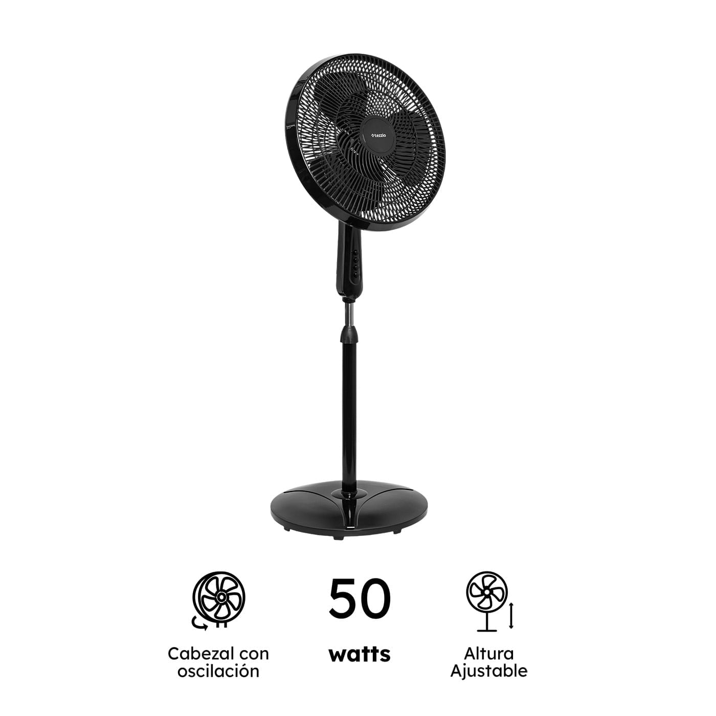 Ventilador de Pedestal 16” Tri Aspa Tezzio – 6 Aspas, 3 Velocidades, Oscilación Silenciosa img #5