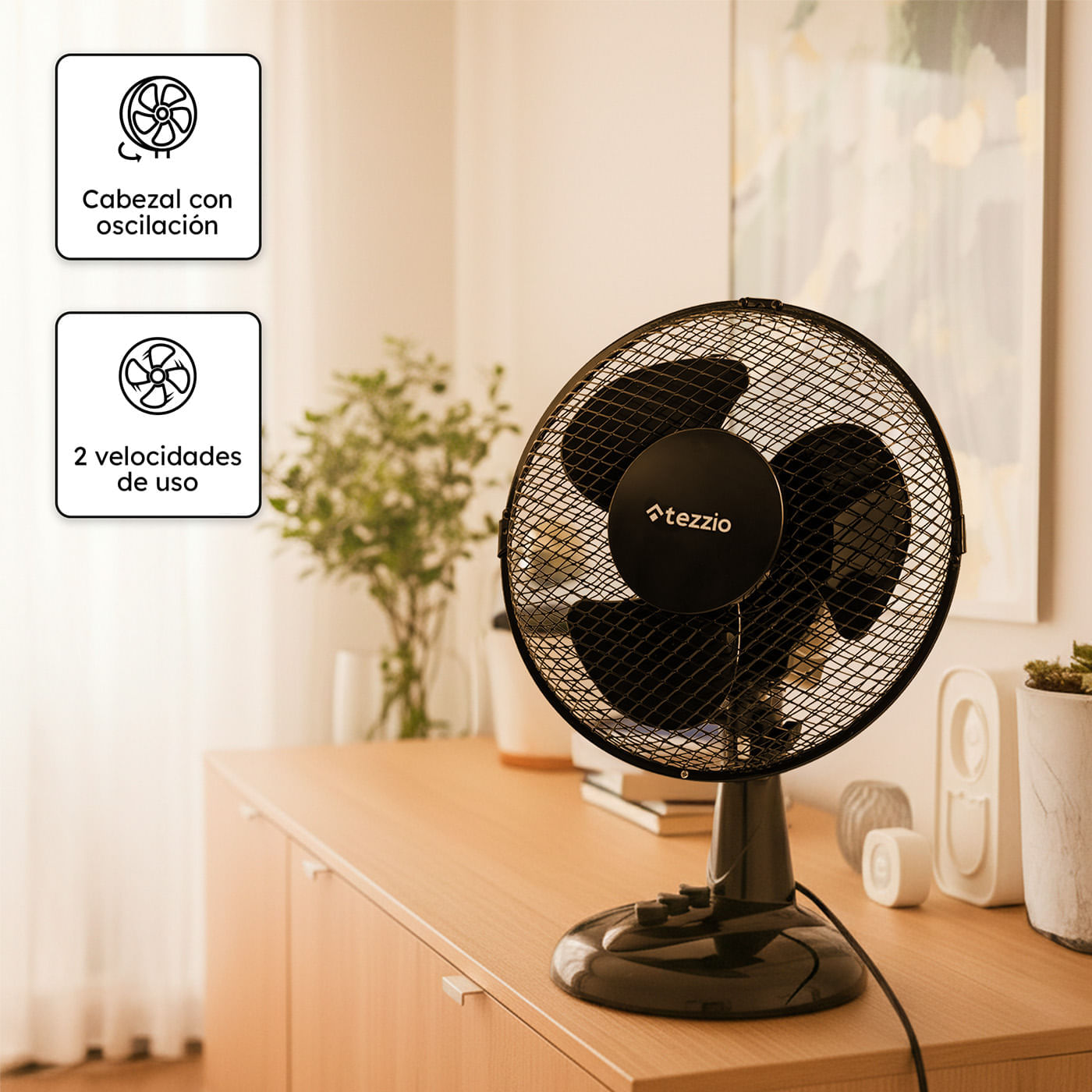 Ventilador de Mesa Tezzio 9” con Oscilación y 3 Velocidades img #8