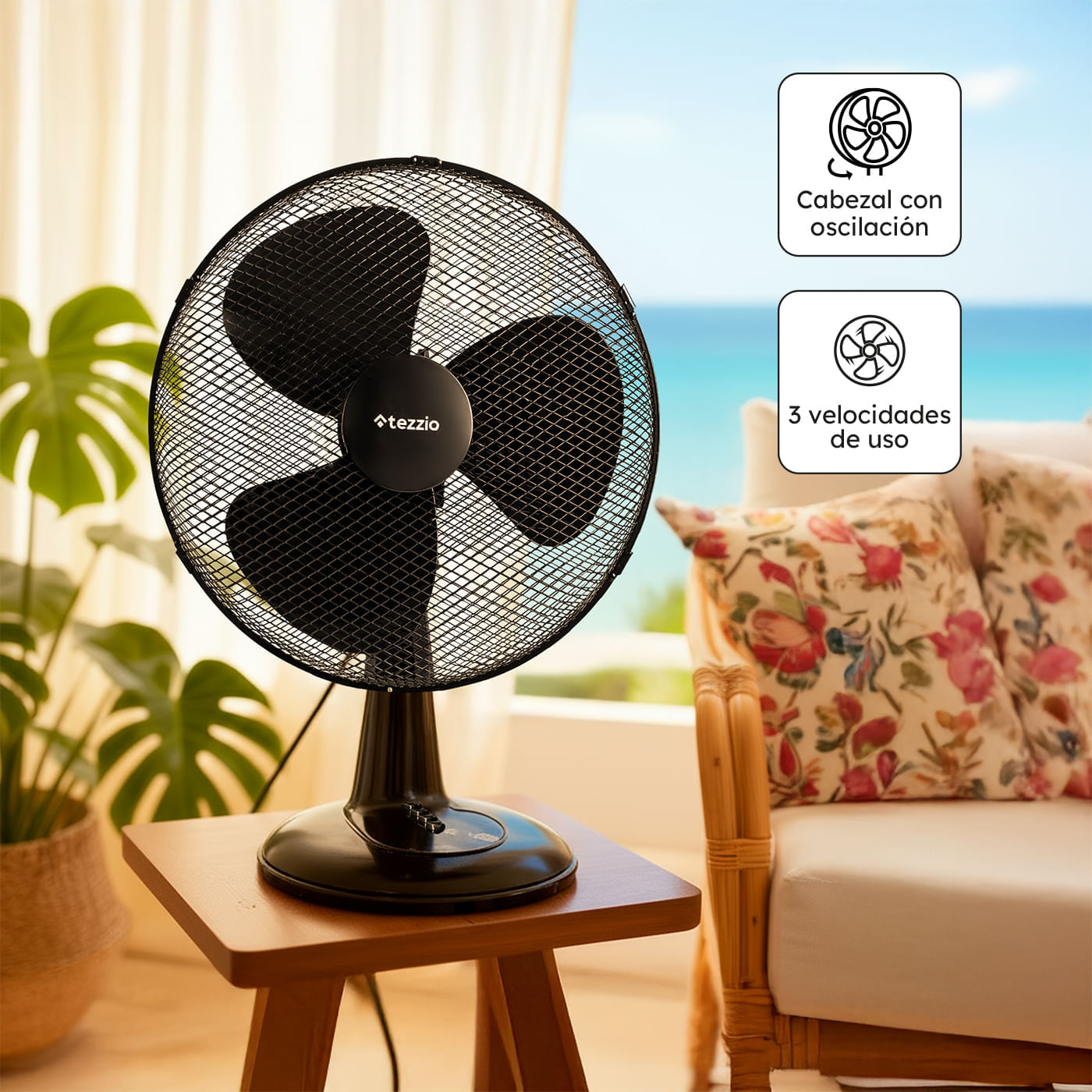 Ventilador de Mesa Tezzio 16” con Oscilación y 3 Velocidades img #2