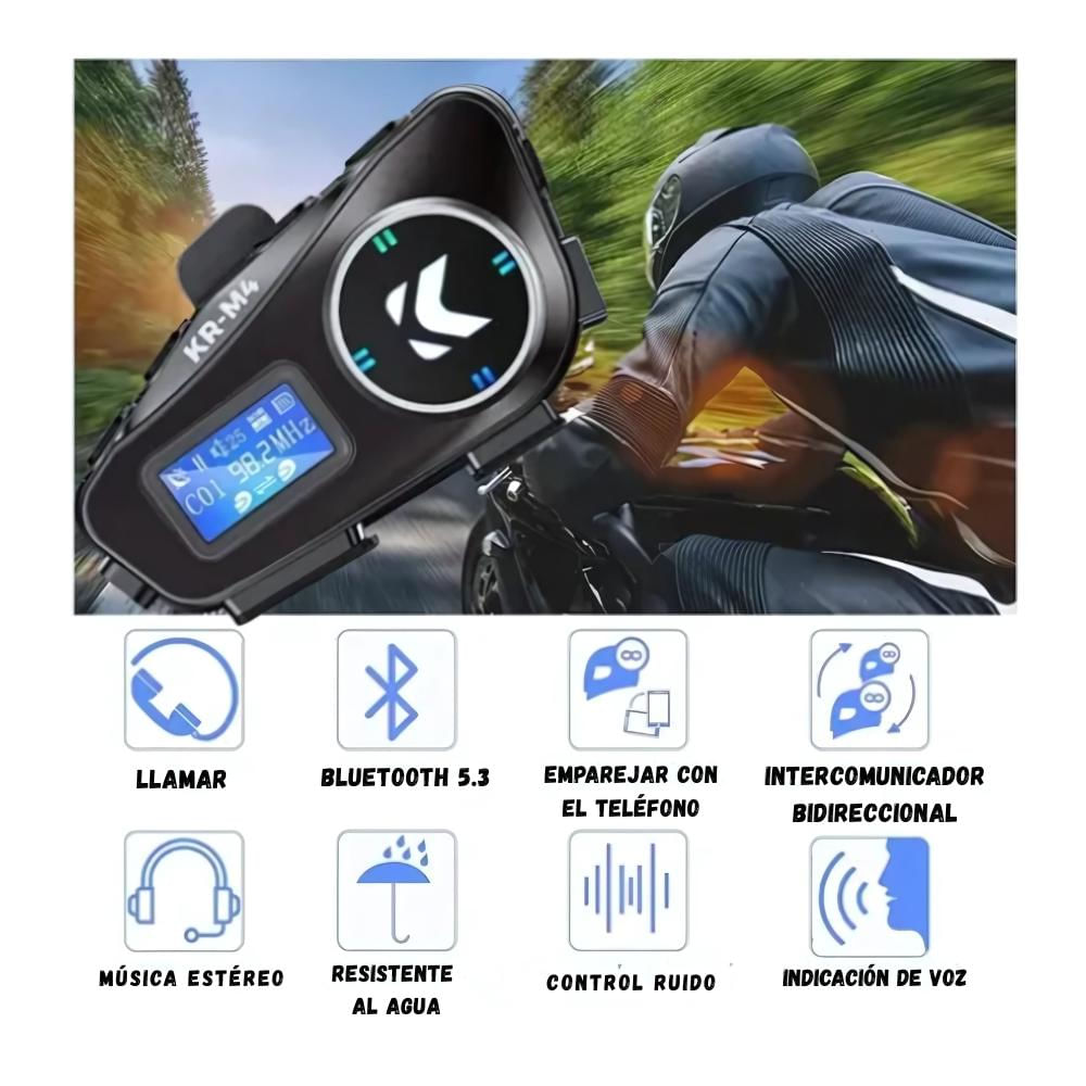 Intercomunicador Moto Kr M4 Bluetooth Micrófono Impermeable img #4