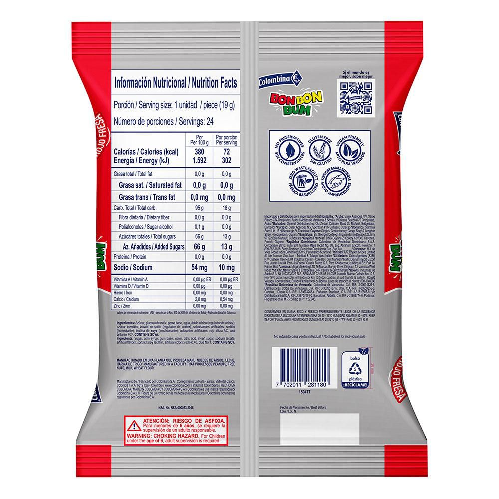 Chupetas BON BON BUM sabor a fresa (456  gr) img #2