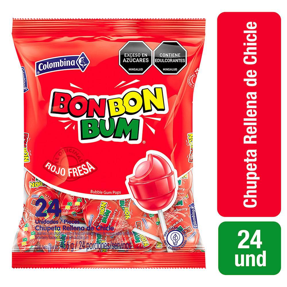Chupetas BON BON BUM sabor a fresa (456  gr) img #3