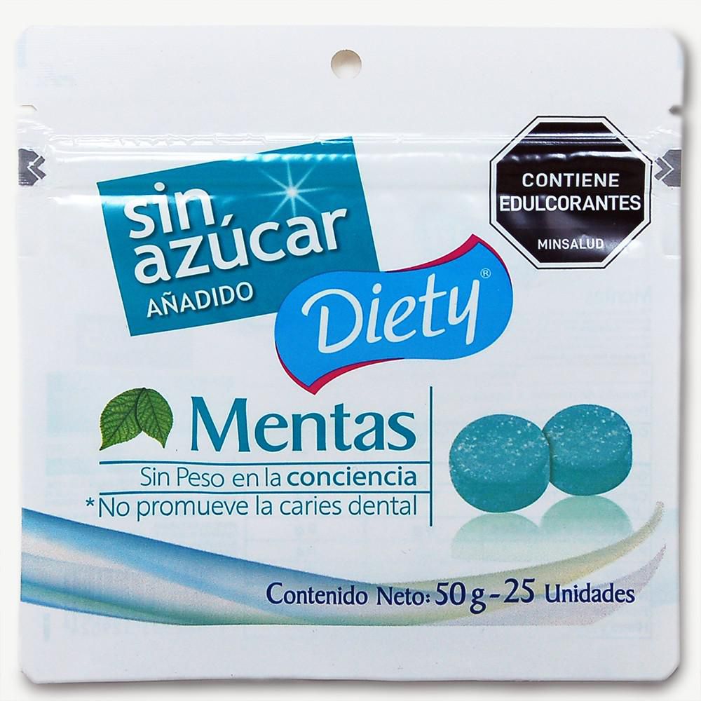Confites DIETY sabor a menta con endulcorantes (50  gr) img #1
