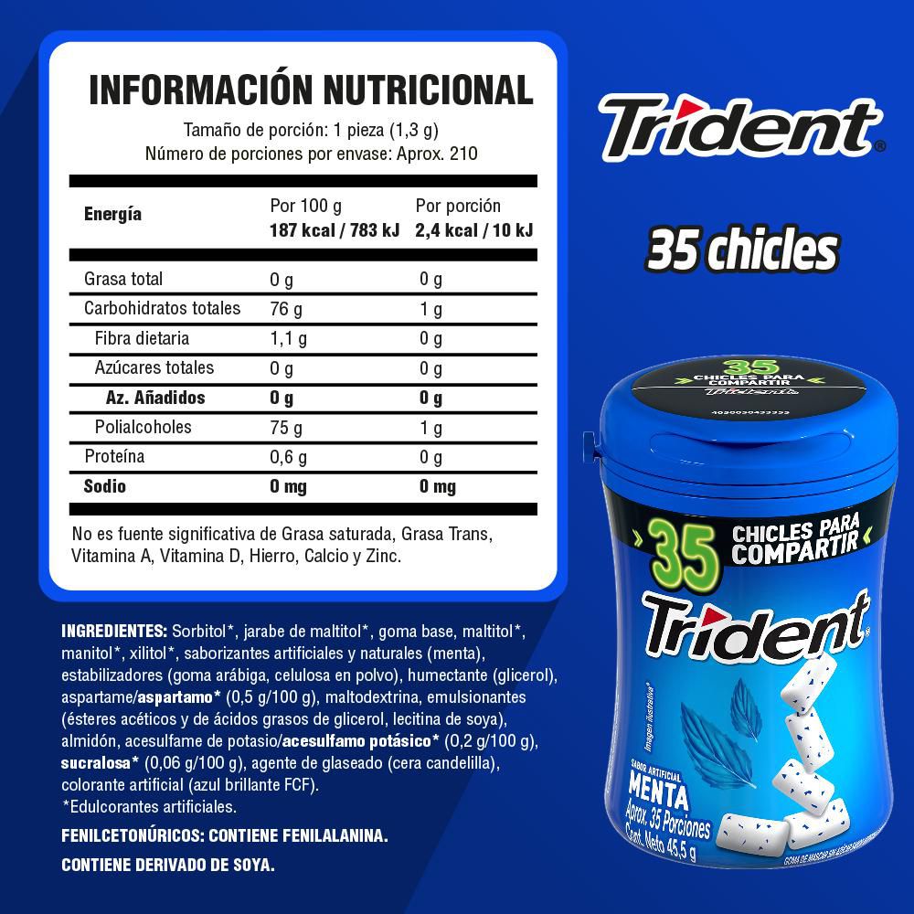 Chicles TRIDENT sabor a menta display (273  gr) img #3