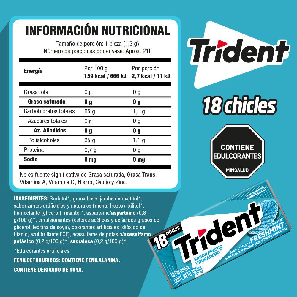 Chicles TRIDENT sabor freshmint (30.6  gr) img #5