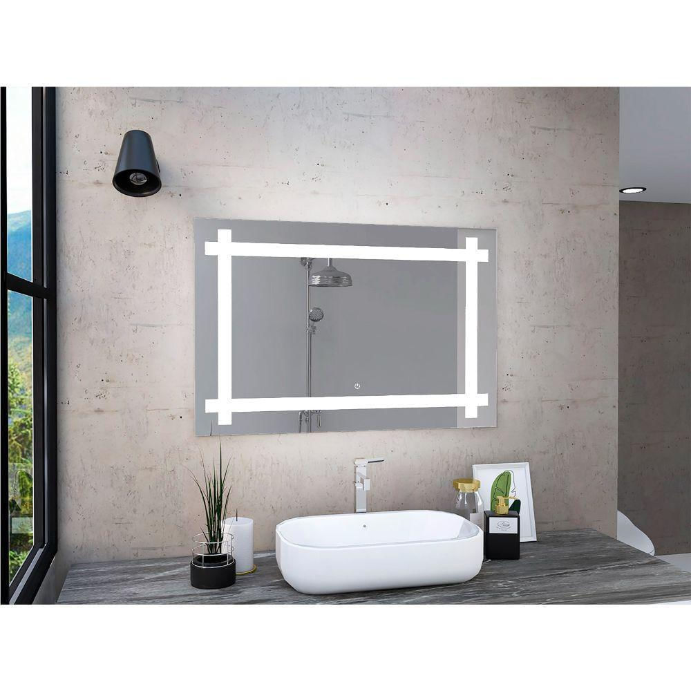 Espejo Rectangular Broni, Gris, Con Luz Led Y Botón Touch img #3