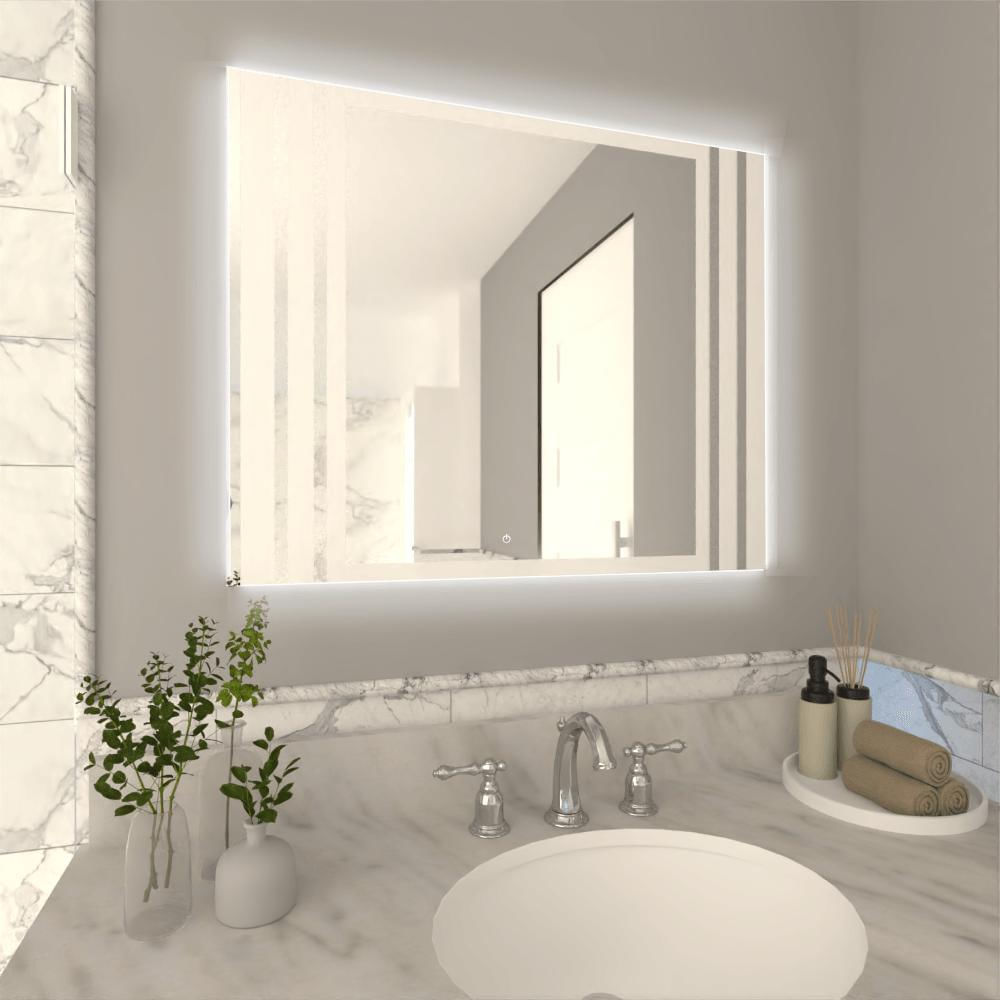 Espejo Rectangular Apolo, Gris, Con Luz Led Y Botón Touch img #3