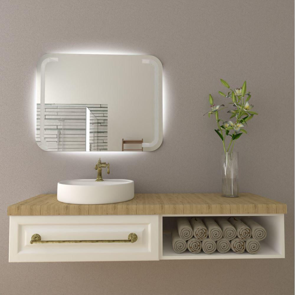 Espejo Rectangular Brown, Gris, Con Luz Led img #2