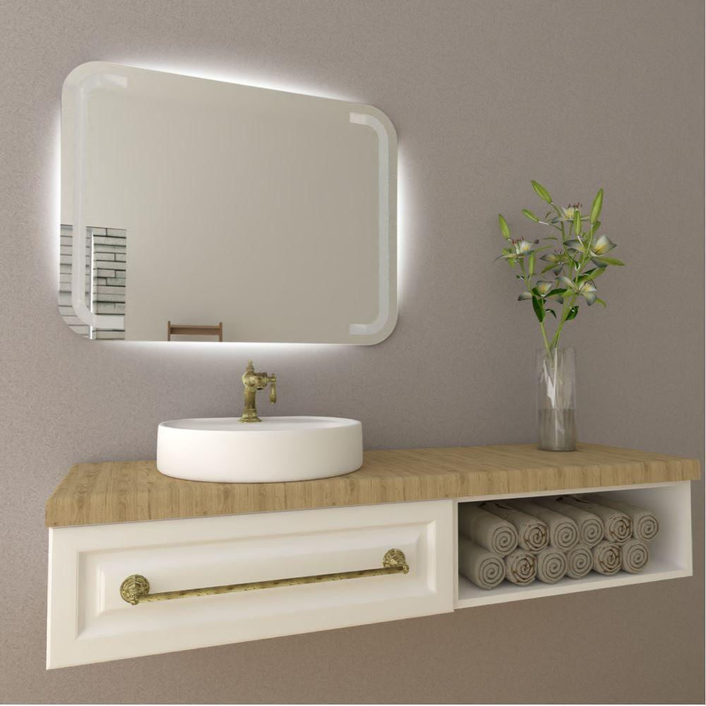 Espejo Rectangular Brown, Gris, Con Luz Led img #3