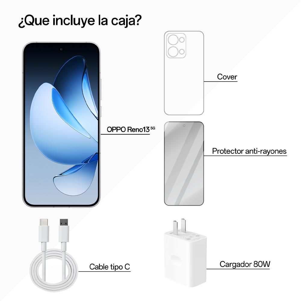 Celular OPPO RENO 13 5G 512 GB 12 GB RAM Blanco  + Smartwatch img #3