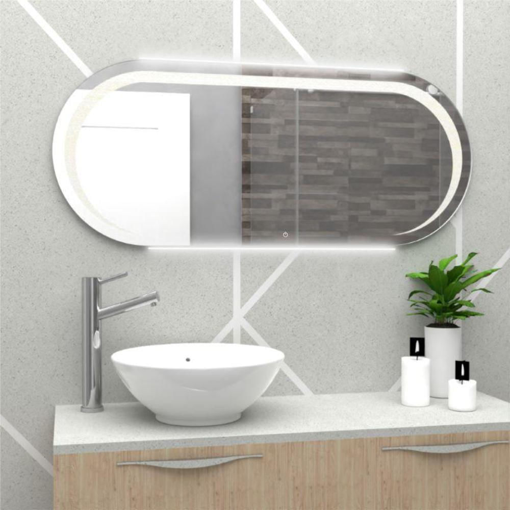 Espejo Rectangular Verón, Gris, Con Luz Led Y Botón Touch img #3