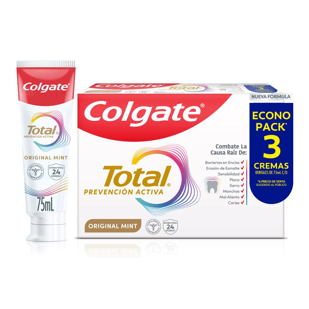 Combo Crema Dental+Cepillo de Dientes+Enjuague Bucal Colgate Total img #2