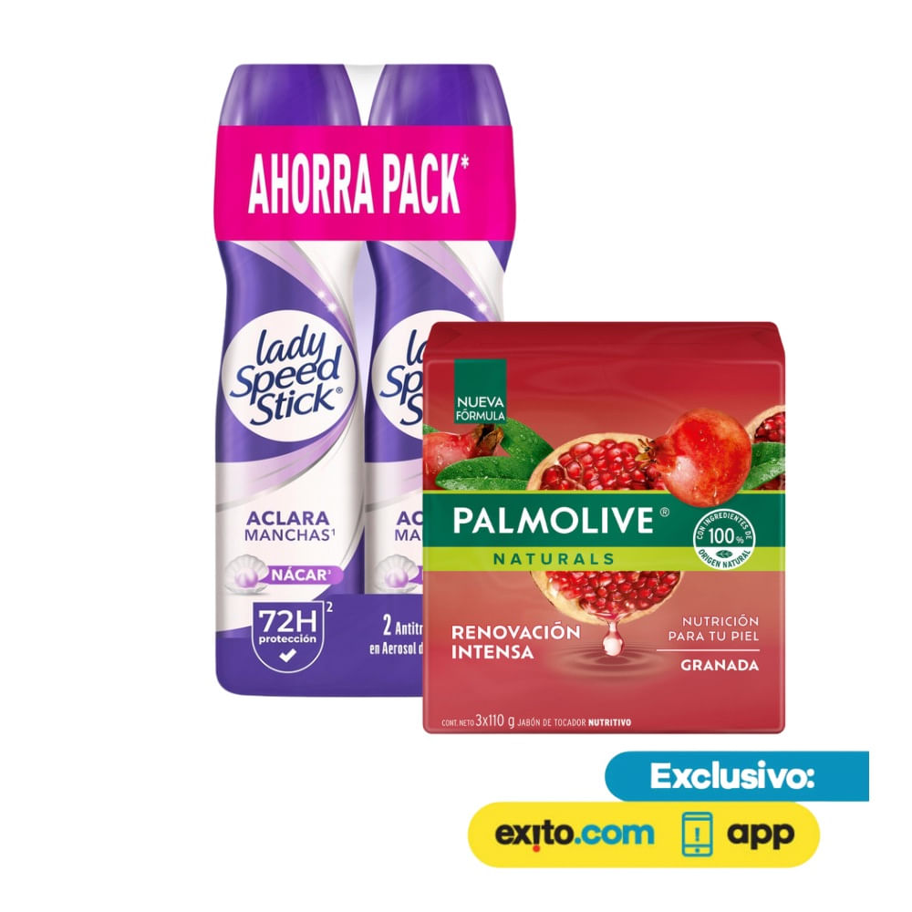 Combo Jabon Palmolive Granada x3+Desodorante Lady Speed Stick Spray x2 img #1