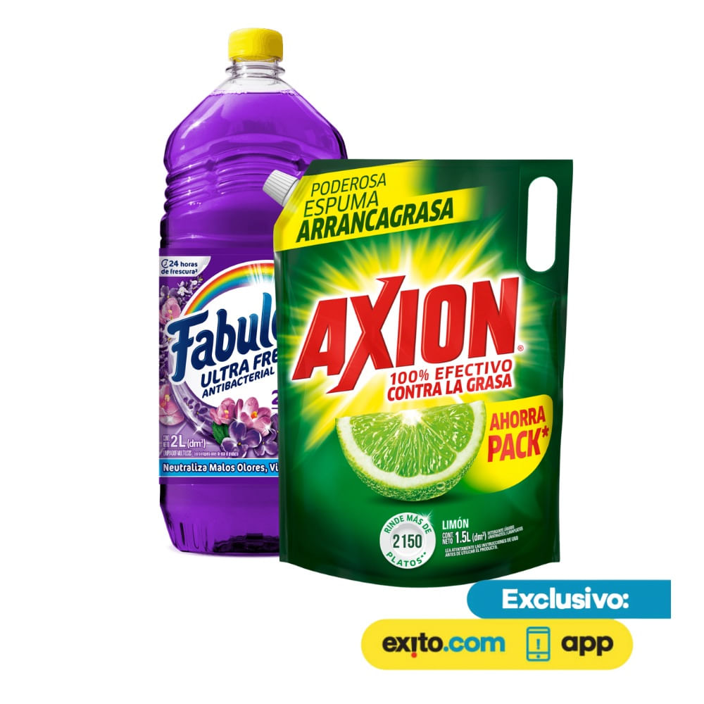 Combo Limpiador Fabuloso 2L+Lavaplatos Axion 1.5L img #1