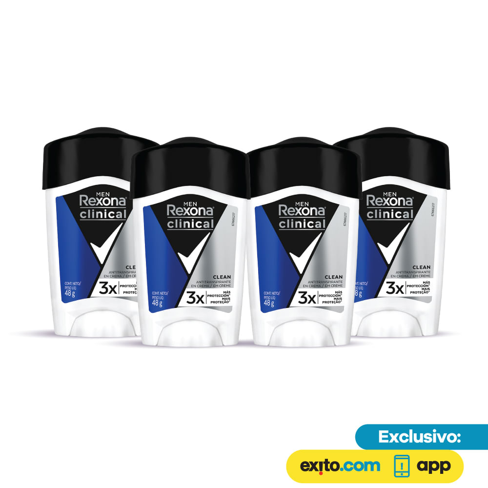 Pack x4 Desodorante Rexona Clinical Hombre Crema 48g img #1