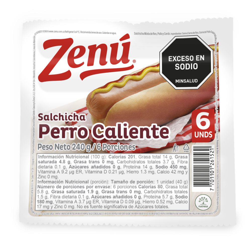 Salchicha ZENU perro caliente x6und (240  gr) img #1