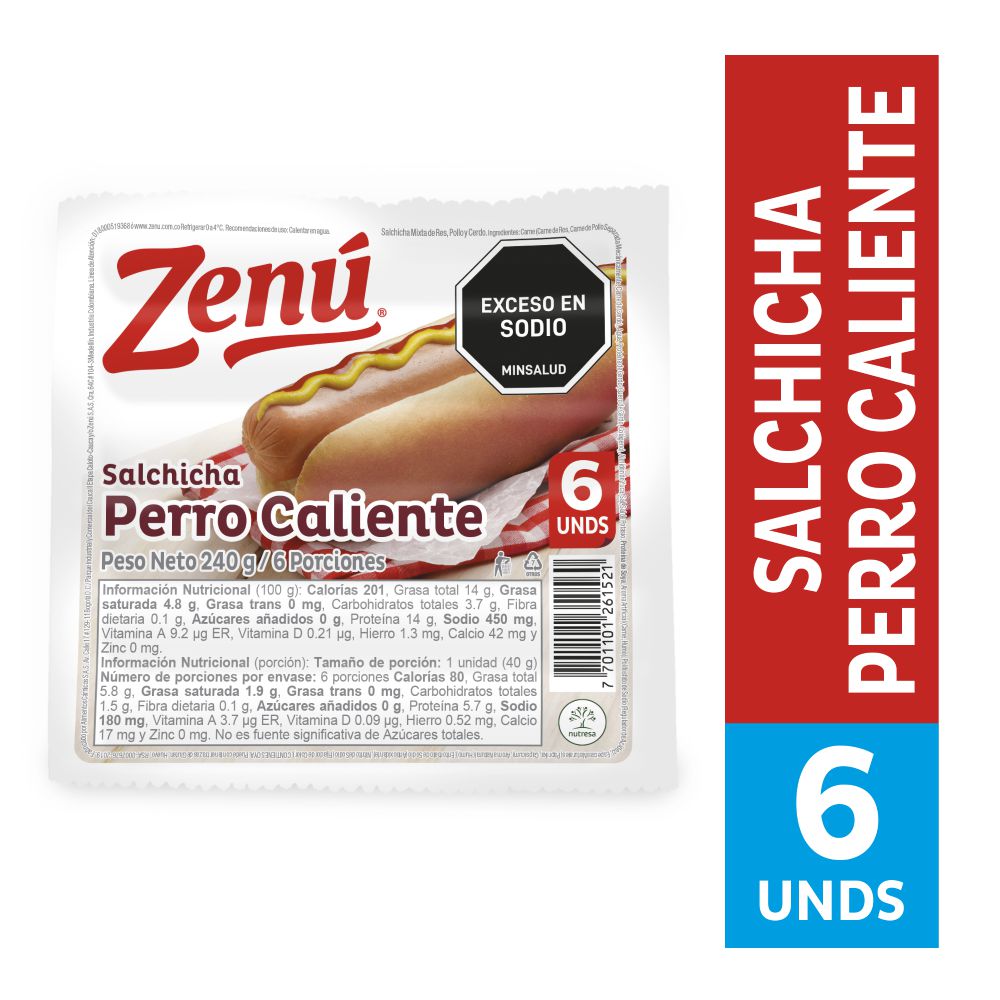 Salchicha ZENU perro caliente x6und (240  gr) img #2
