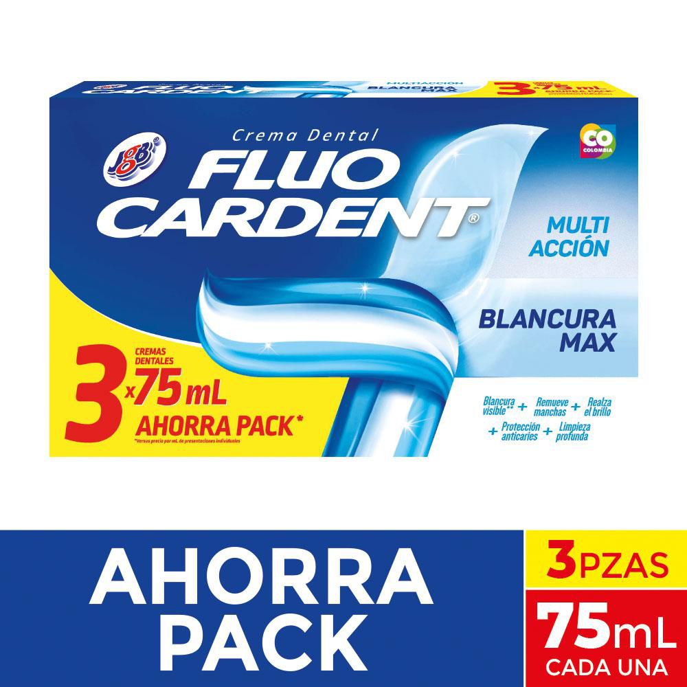 Crema dental FLUOCARDENT multi acción blancura max (225  ml) img #1