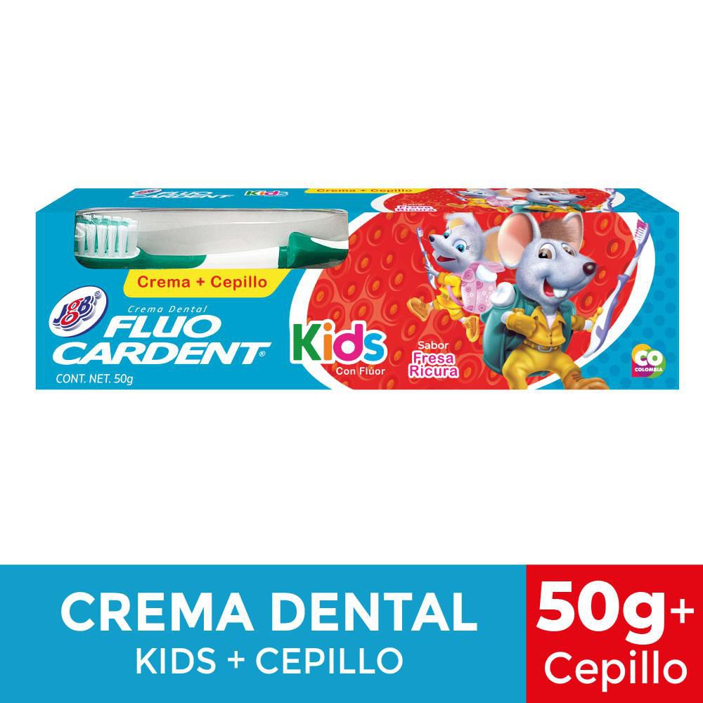 Crema dental FLUOCARDENT kids fresa + cepillo de dientes (1  und) img #1
