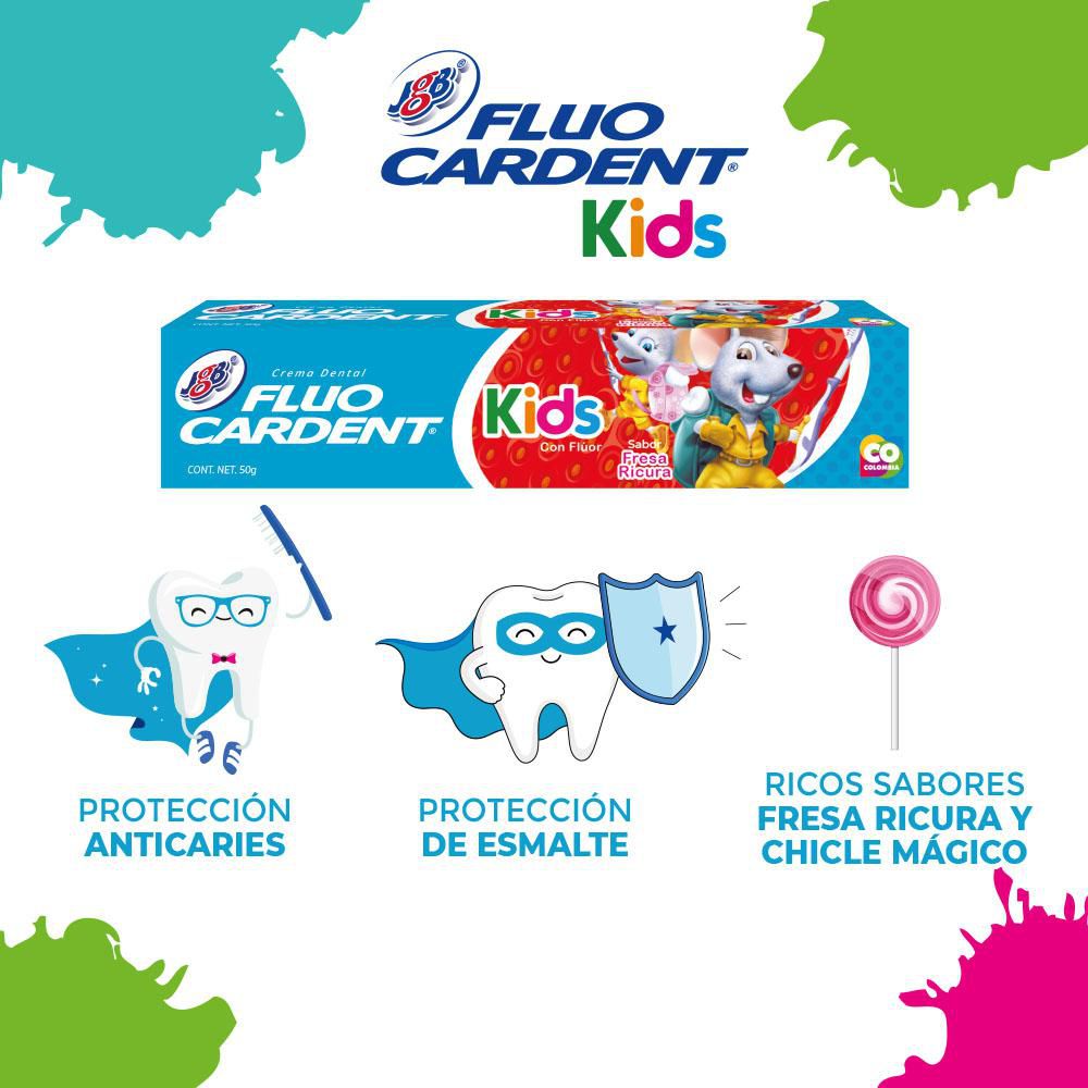 Crema dental FLUOCARDENT kids fresa + cepillo de dientes (1  und) img #2