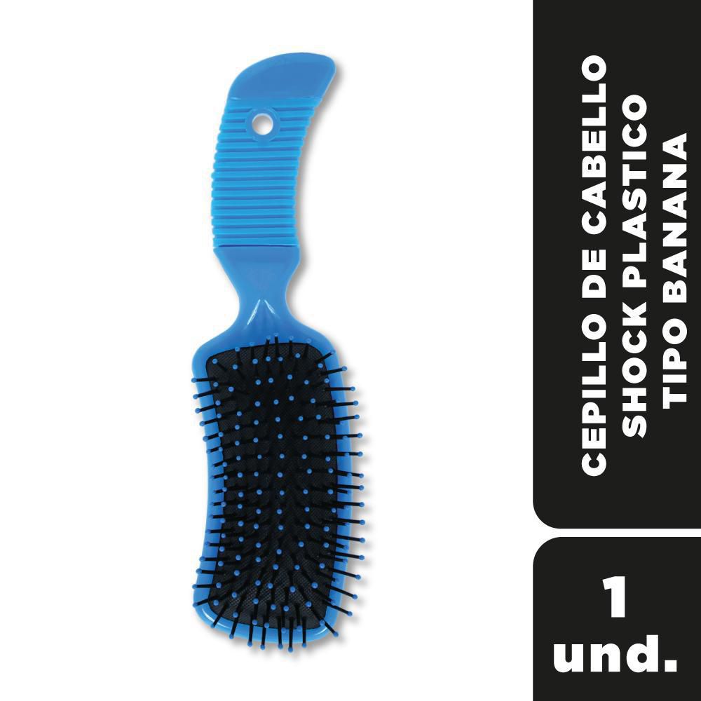 Cepillo de cabello SHOCK plástico tipo banana (1  und) img #1