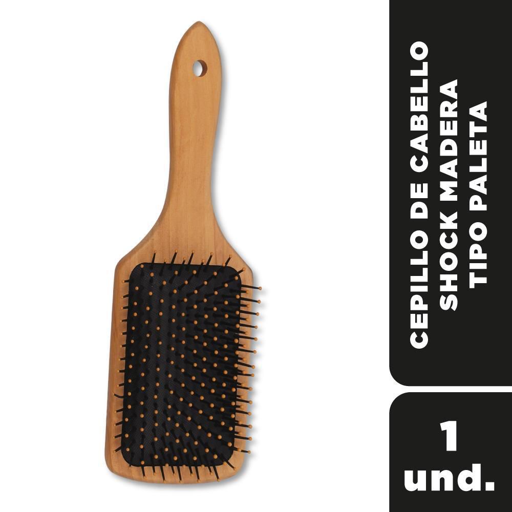 Cepillo de cabello SHOCK madera tipo paleta (1  und) img #1