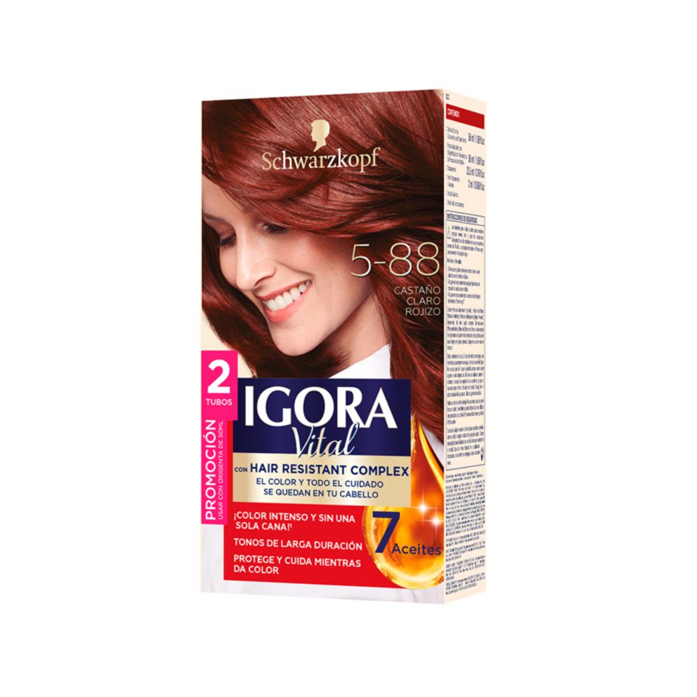 Tinte para cabello IGORA VITAL castaño claro rojizo larga duración (2  und) img #1