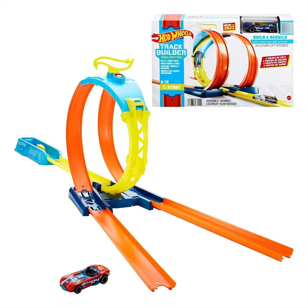 Set Hot Weels Track Builder Pack Doble Loop + Auto Mattel img #1